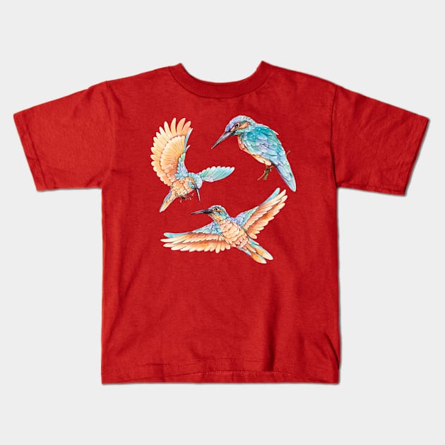 Birds Watercolor Kids T-Shirt by Mako Design 